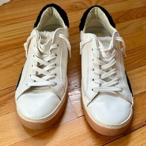 DV by Dolce Vita White and Black Plush Sneakers